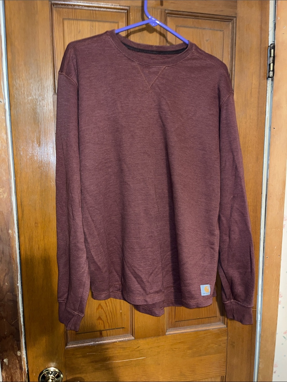 Carhartt Men's Maroon Crewneck Thermal Sweatshirt